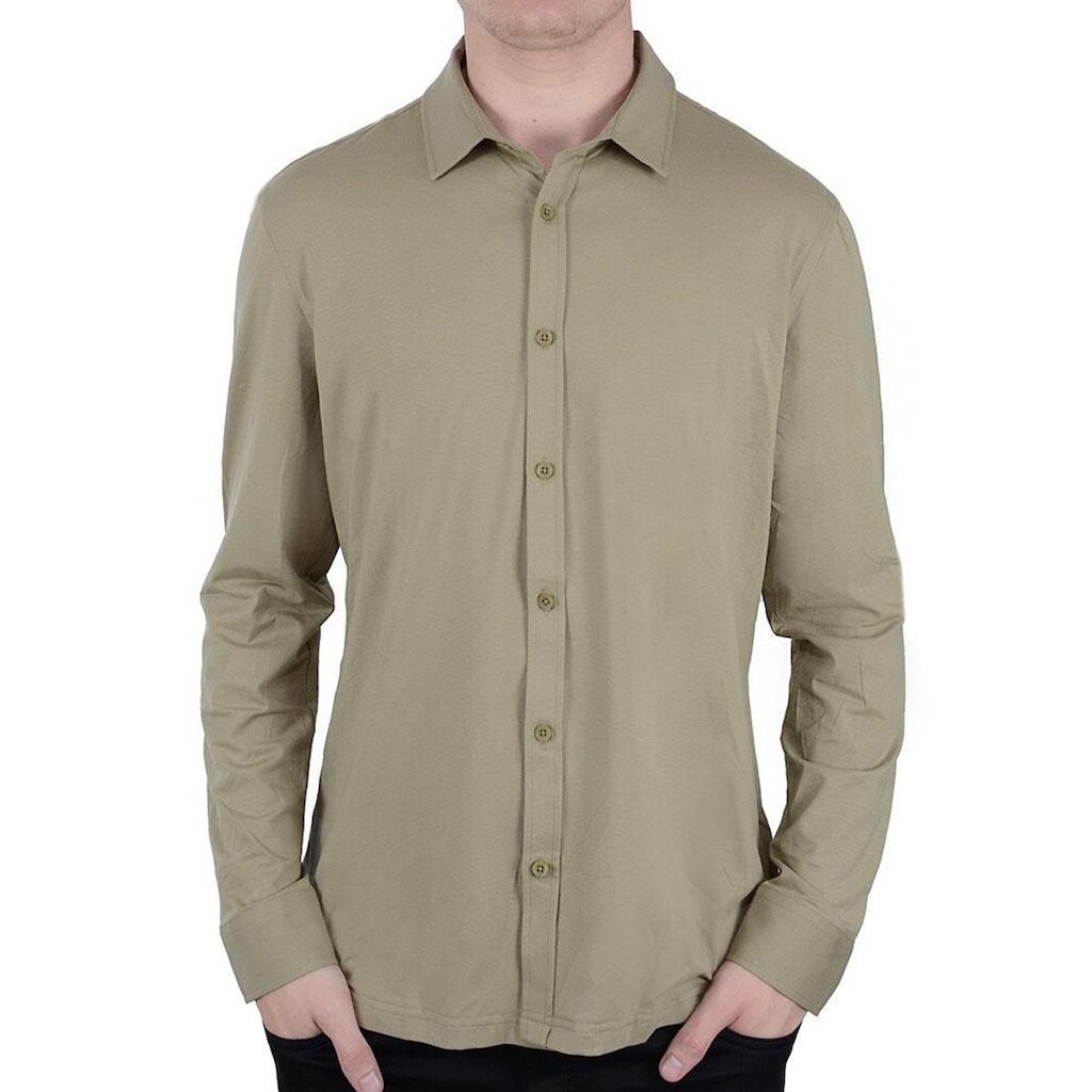 Camisa Social Masculina JAB ML knit Flex Verde - 16CM