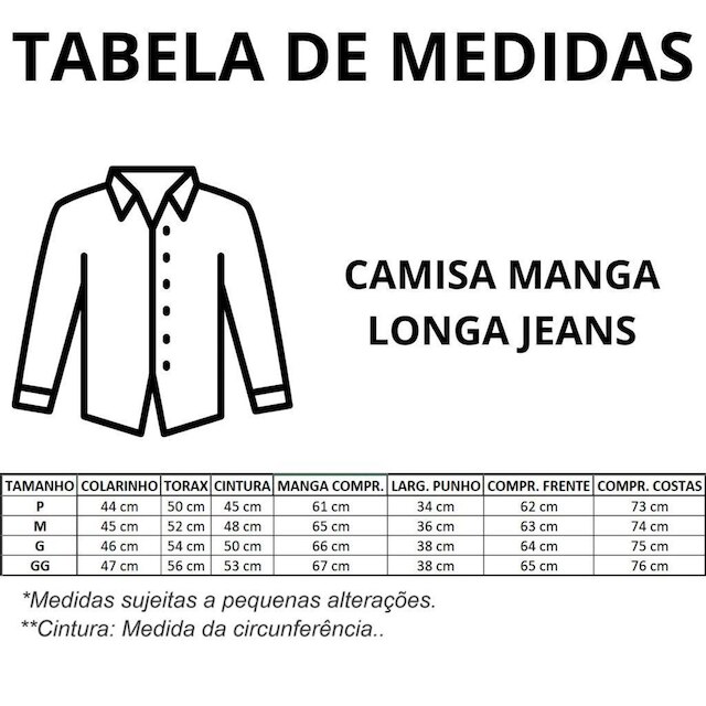 Camisa Social Masculina Jeans Manga Longa Slim 100% Algodão