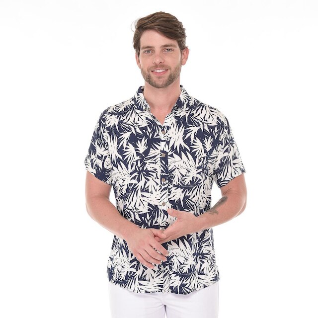Camisa Social Masculina Lisa Manga Curta Moda Verão Estampa