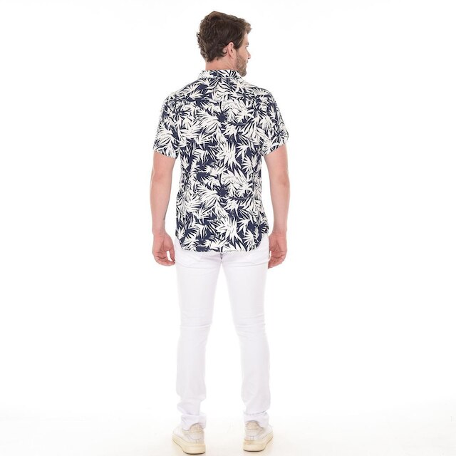 Camisa Social Masculina Lisa Manga Curta Moda Verão Estampa