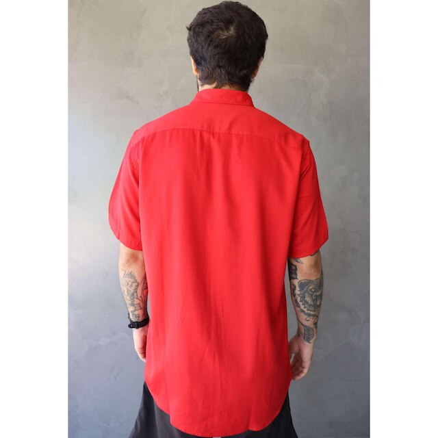 Camisa Social Masculina Manga Curta Viscose