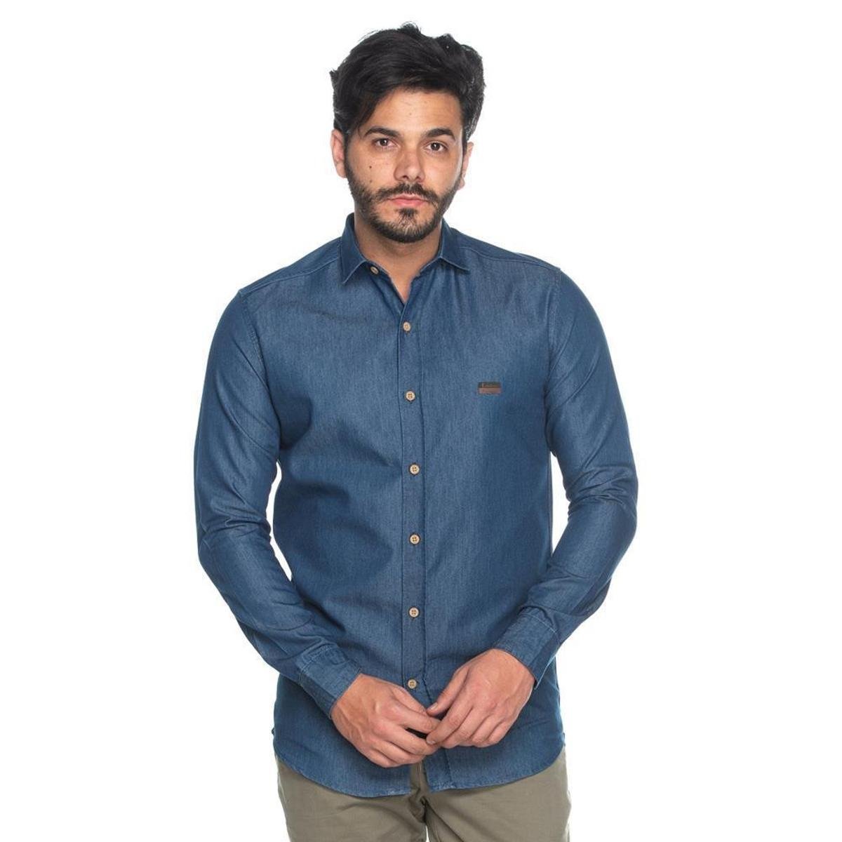 Camisa Social Masculina Manga Longa Algodão Casual Botões Menor preço em Camisa Social Masculina Manga Longa Algodão Casual Botões