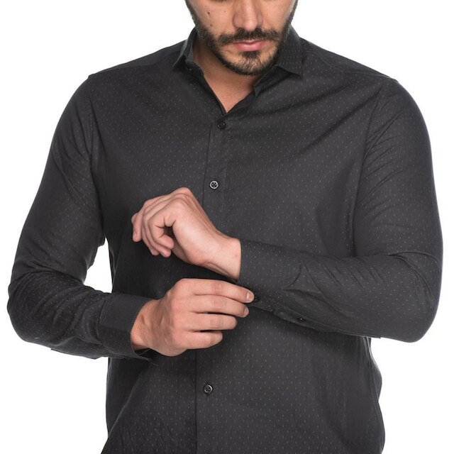 Camisa Social Masculina Manga Longa Algodão Clássica Botões
