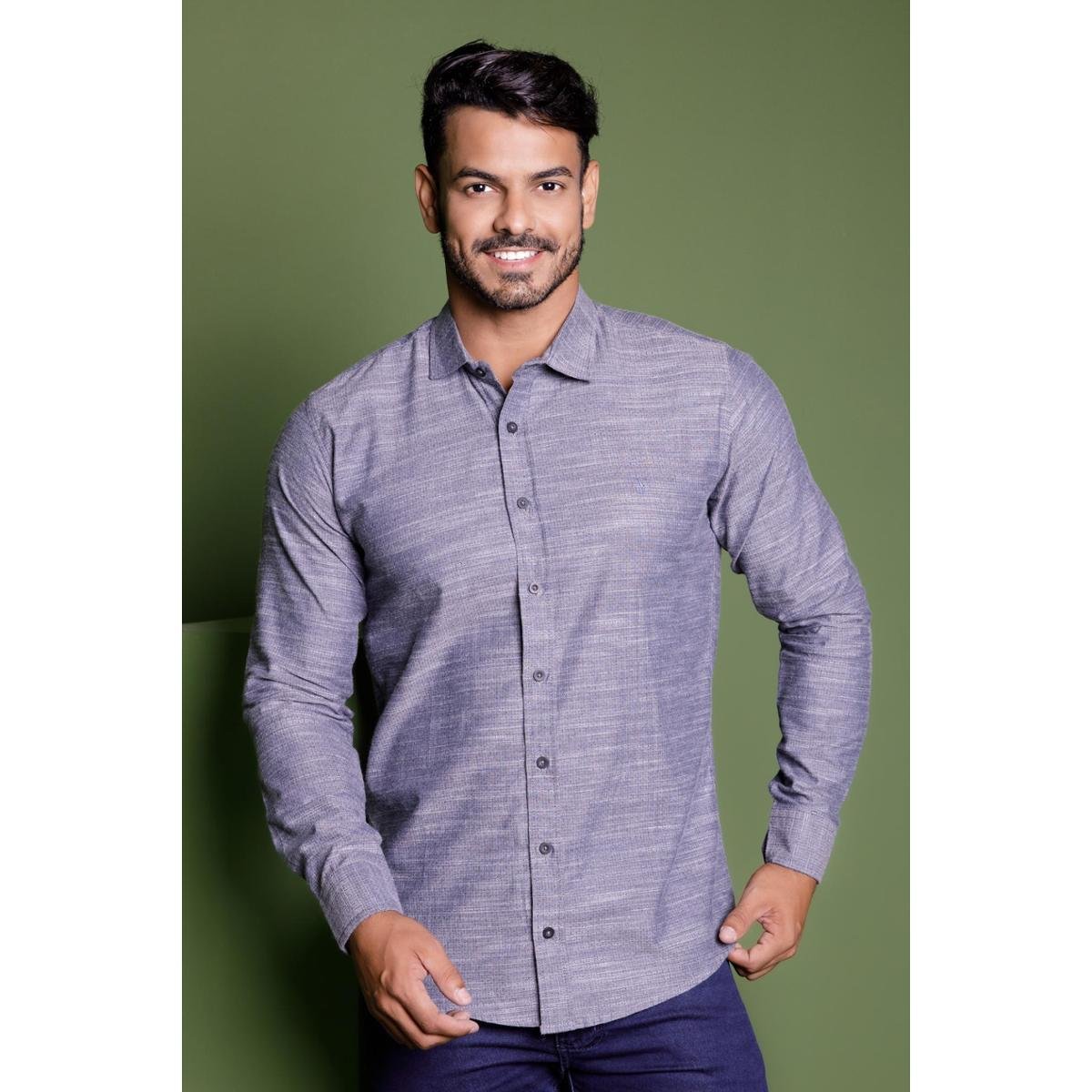 Camisa Social Masculina Manga Longa Bolinha Menor preço em Camisa Social Masculina Manga Longa Bolinha
