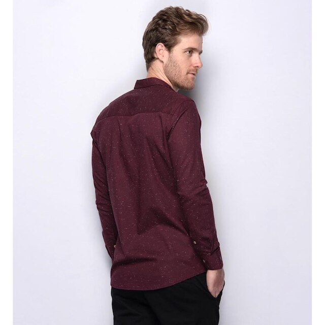 Camisa Social Masculina Manga Longa Bolso Botoné Tricoline