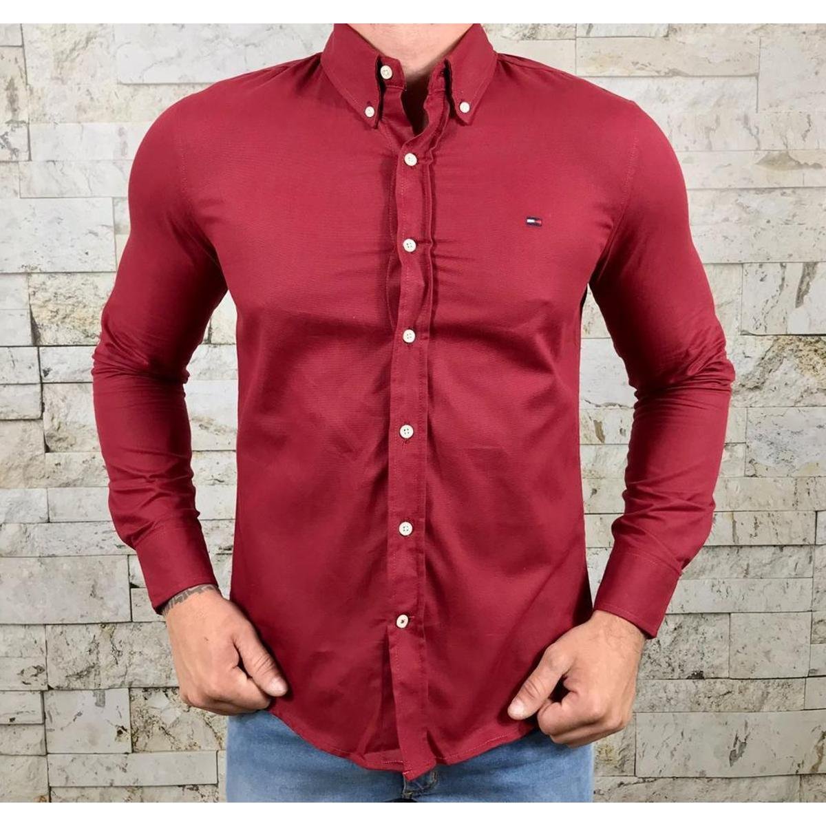 Menor preço em Camisa Social Masculina Manga Longa Regular Fit 100% Algodão TH -