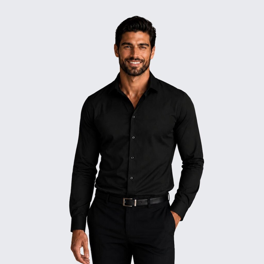 Camisa Social Masculina Manga Longa Spandex