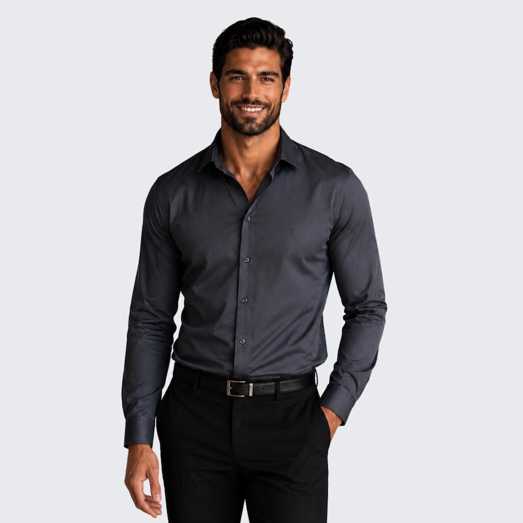 Camisa Social Masculina Manga Longa Spandex