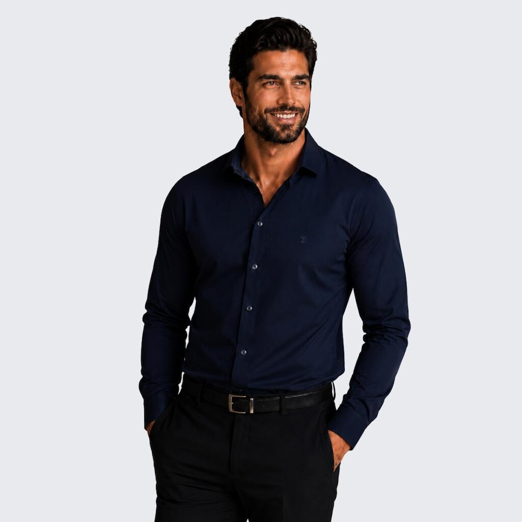 Camisa Social Masculina Manga Longa Spandex
