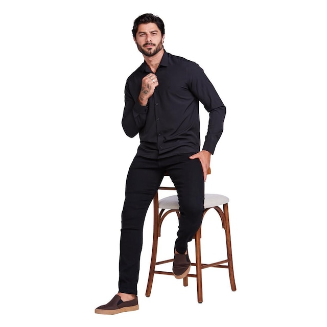 Camisa Social Masculina Manga Longa