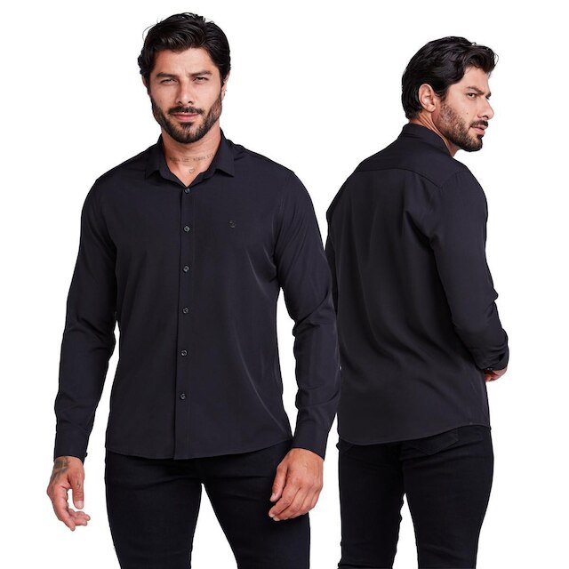 Camisa Social Masculina Manga Longa