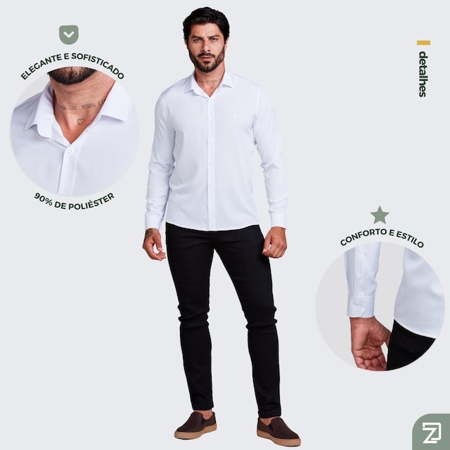 Camisa Social Masculina Manga Longa