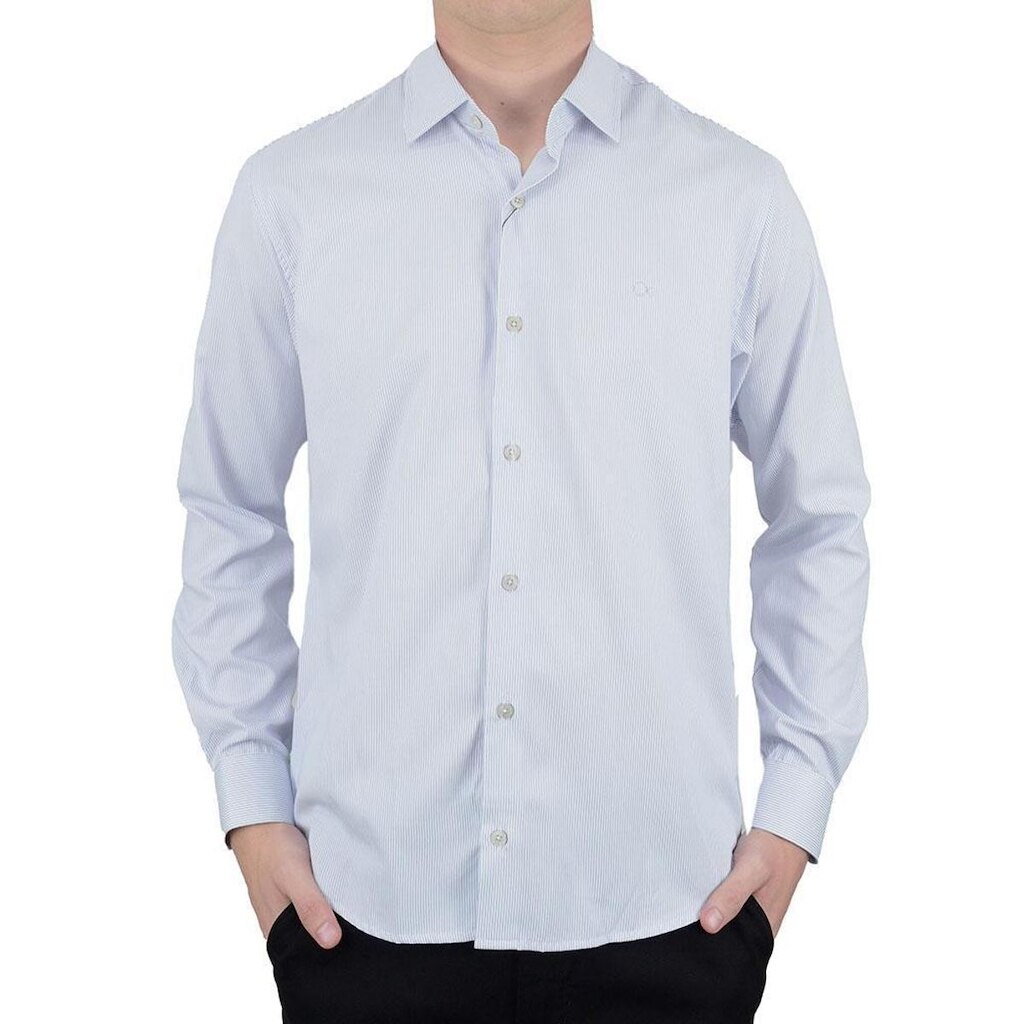 Camisa Social Masculina ML Ogochi Slim Listrada - 00153