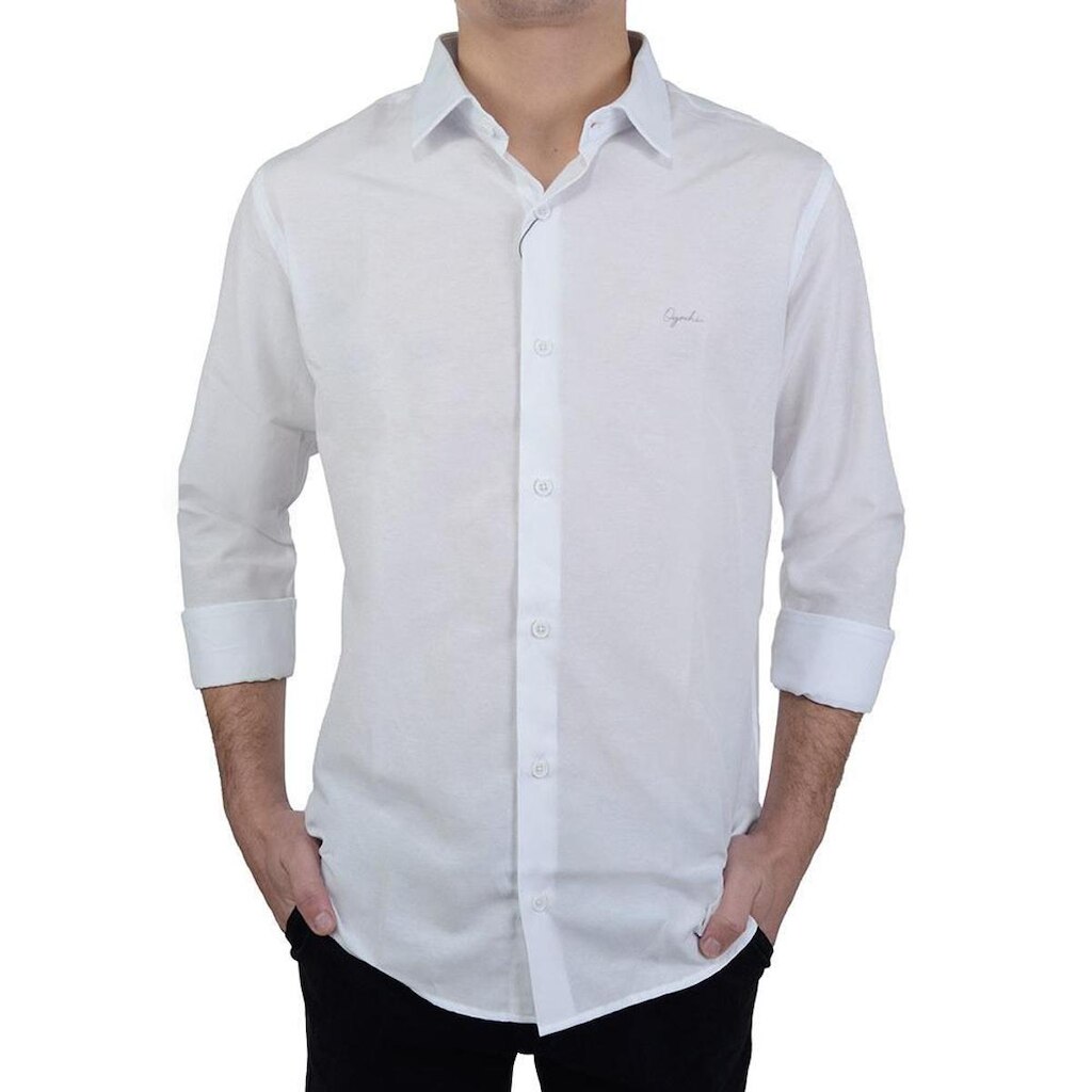 Camisa Social Masculina Ogochi ML Slim Branca - 0015
