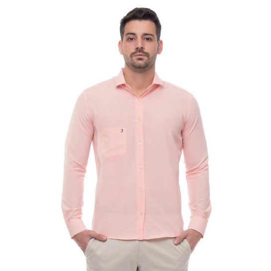 Camisa Social Masculina Slim Teodoro Manga Longa Elegante