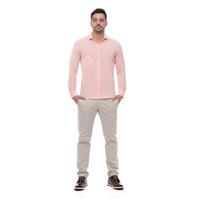 Camisa Social Masculina Slim Teodoro Manga Longa Elegante