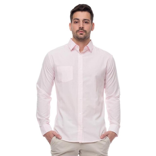 Camisa Social Masculina Slim Teodoro Manga Longa Elegante
