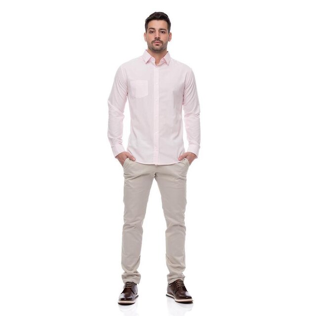 Camisa Social Masculina Slim Teodoro Manga Longa Elegante