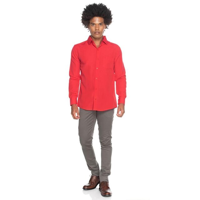 Camisa Social Masculina Teodoro Manga Longa Slim Fit Casual
