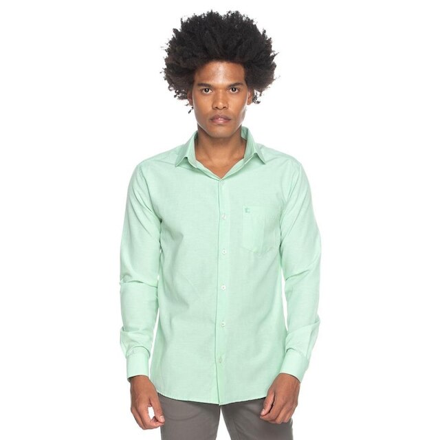 Camisa Social Masculina Teodoro Manga Longa Slim Fit Casual