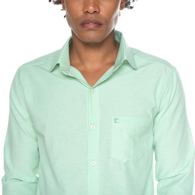 Camisa Social Masculina Teodoro Manga Longa Slim Fit Casual