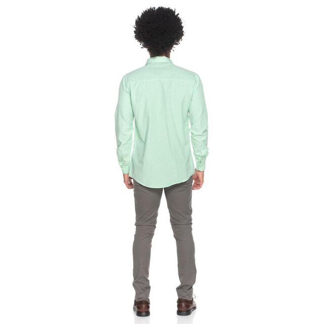 Camisa Social Masculina Teodoro Manga Longa Slim Fit Casual