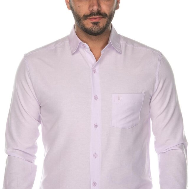 Camisa Social Masculina Teodoro Manga Longa Slim Fit Casual