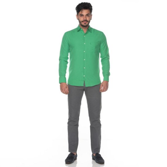 Camisa Social Masculina Teodoro Manga Longa Slim Fit Casual