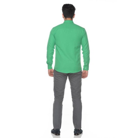 Camisa Social Masculina Teodoro Manga Longa Slim Fit Casual