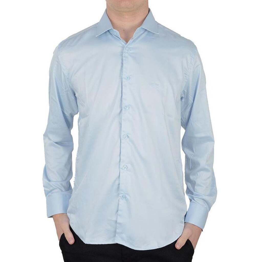 Camisa Social Masculina Urban City ML Slim Fit Azul - 14224