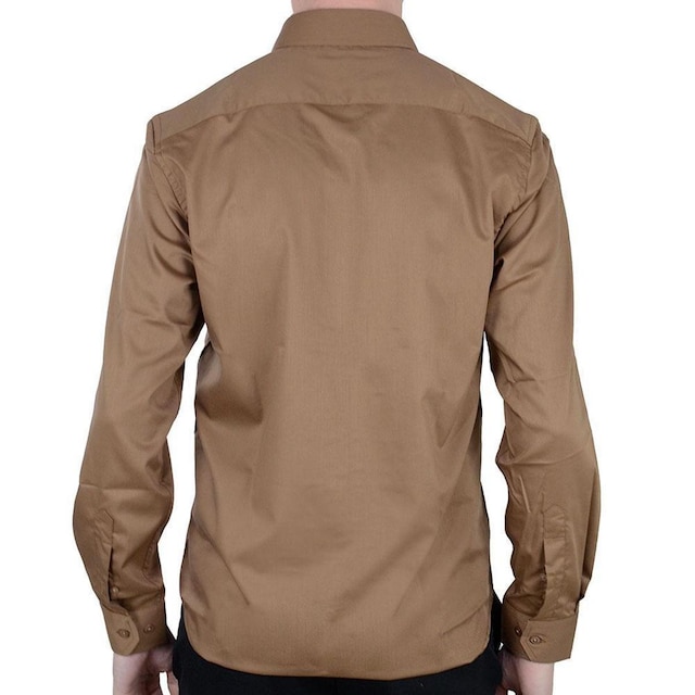 Camisa Social Masculina Urban City ML Slim Fit Marrom - 1422