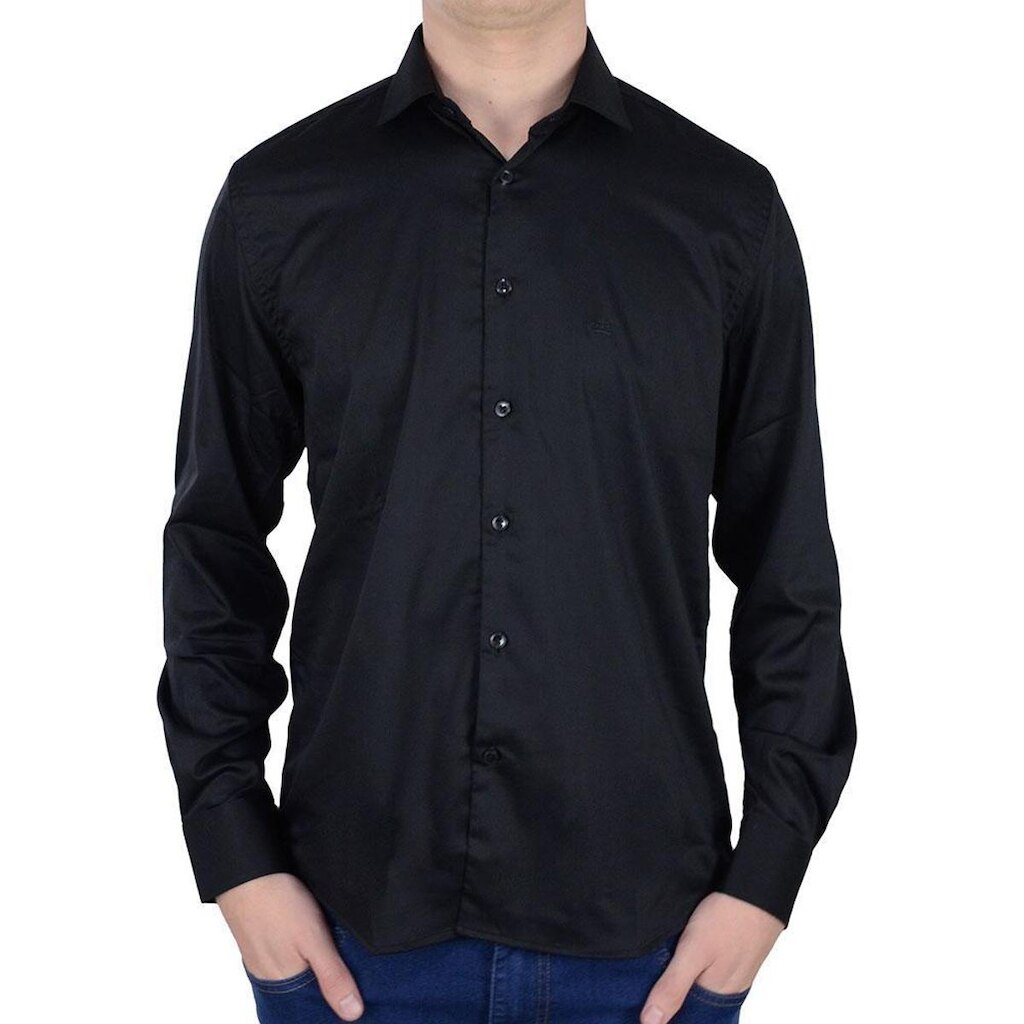 Camisa Social Masculina Urban City ML Slim Fit Preto - 1422