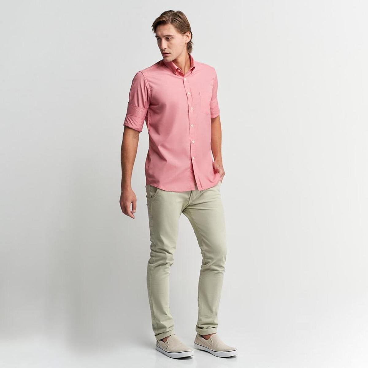 Camisa Social Masculina Vermelha Texturizada - 2 - Vermelho Menor preço em Camisa Social Masculina Vermelha Texturizada - 2 - Vermelho