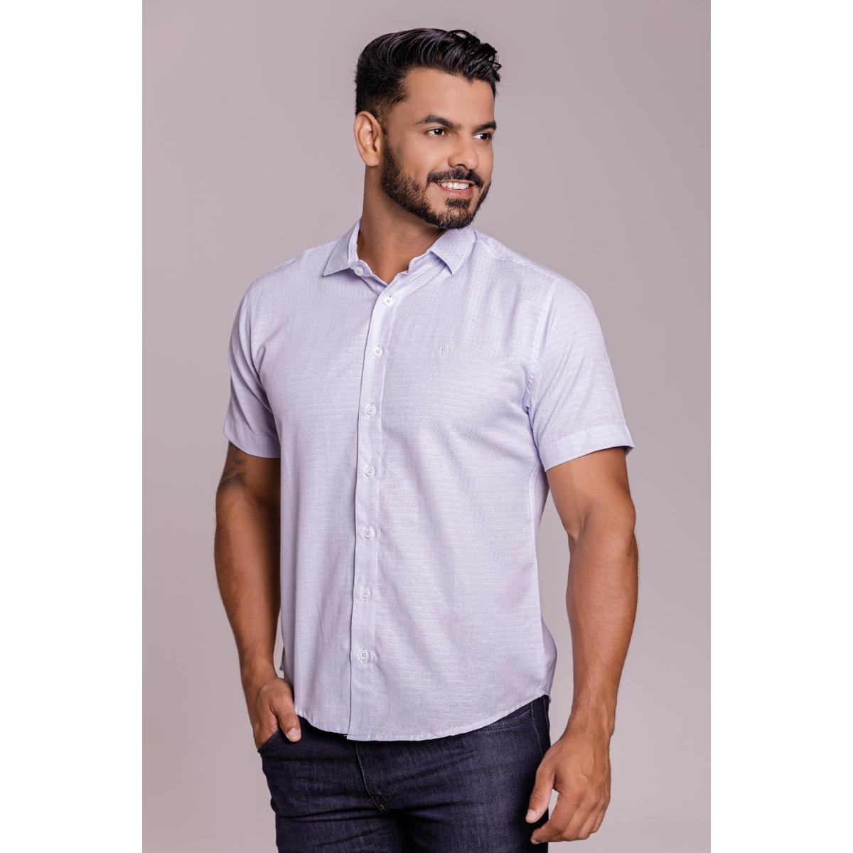 Camisa Social Masculina - Azul Claro Menor preço em Camisa Social Masculina - Azul Claro