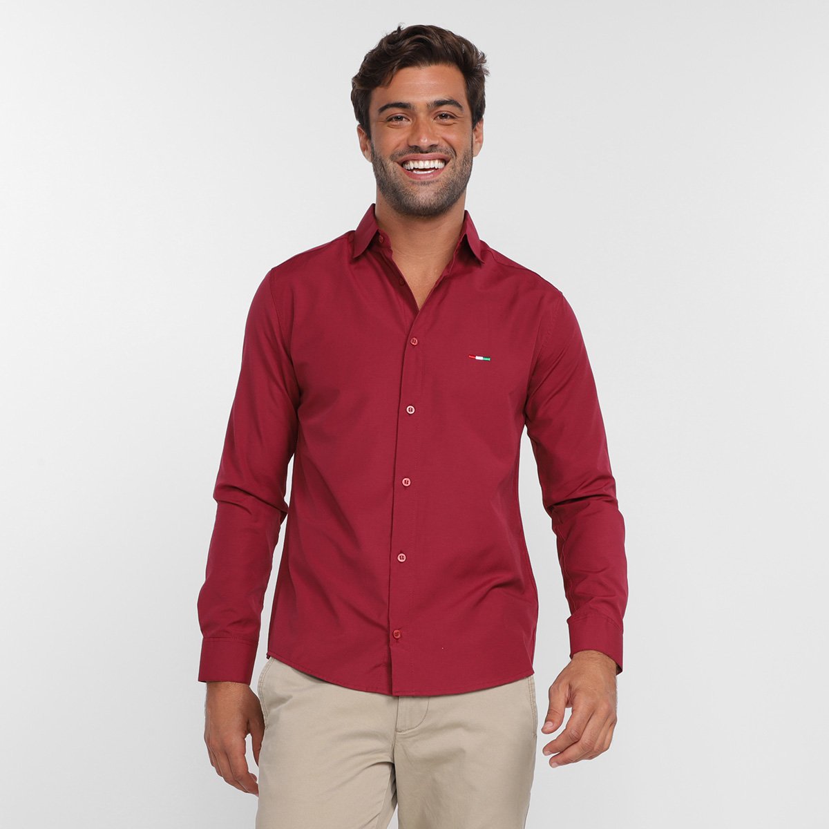 Camisa Social Milano Lisa Manga Longa Masculina - Vinho é ruim? Camisa Social Milano Lisa Manga Longa Masculina - Vinho é boa?