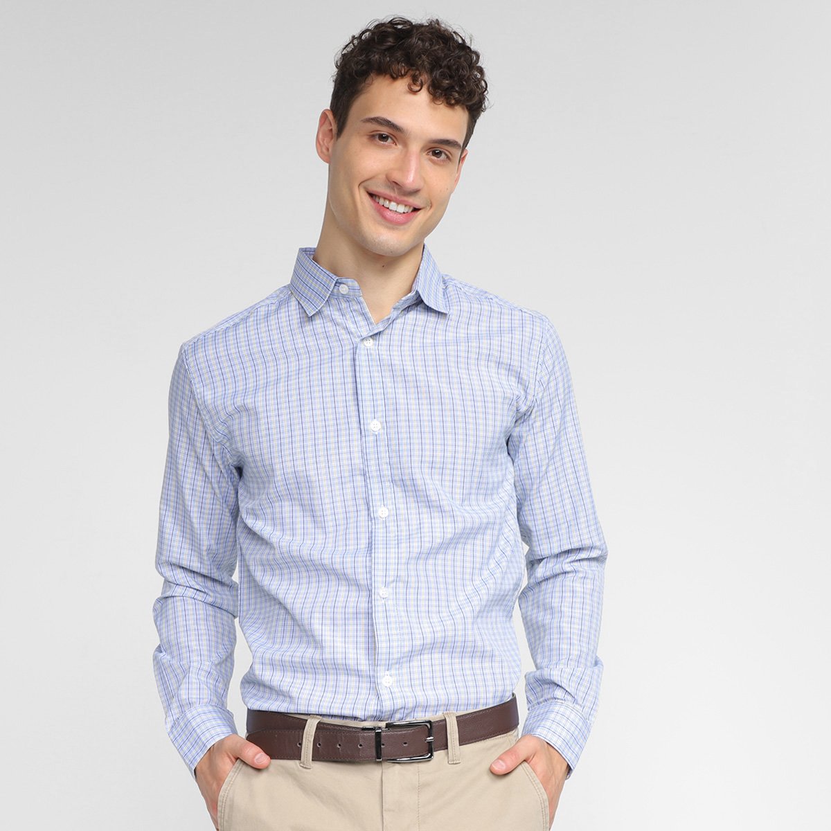 Camisa Social Milano Listras Manga Longa Masculina - Preto Menor preço em Camisa Social Milano Listras Manga Longa Masculina - Preto