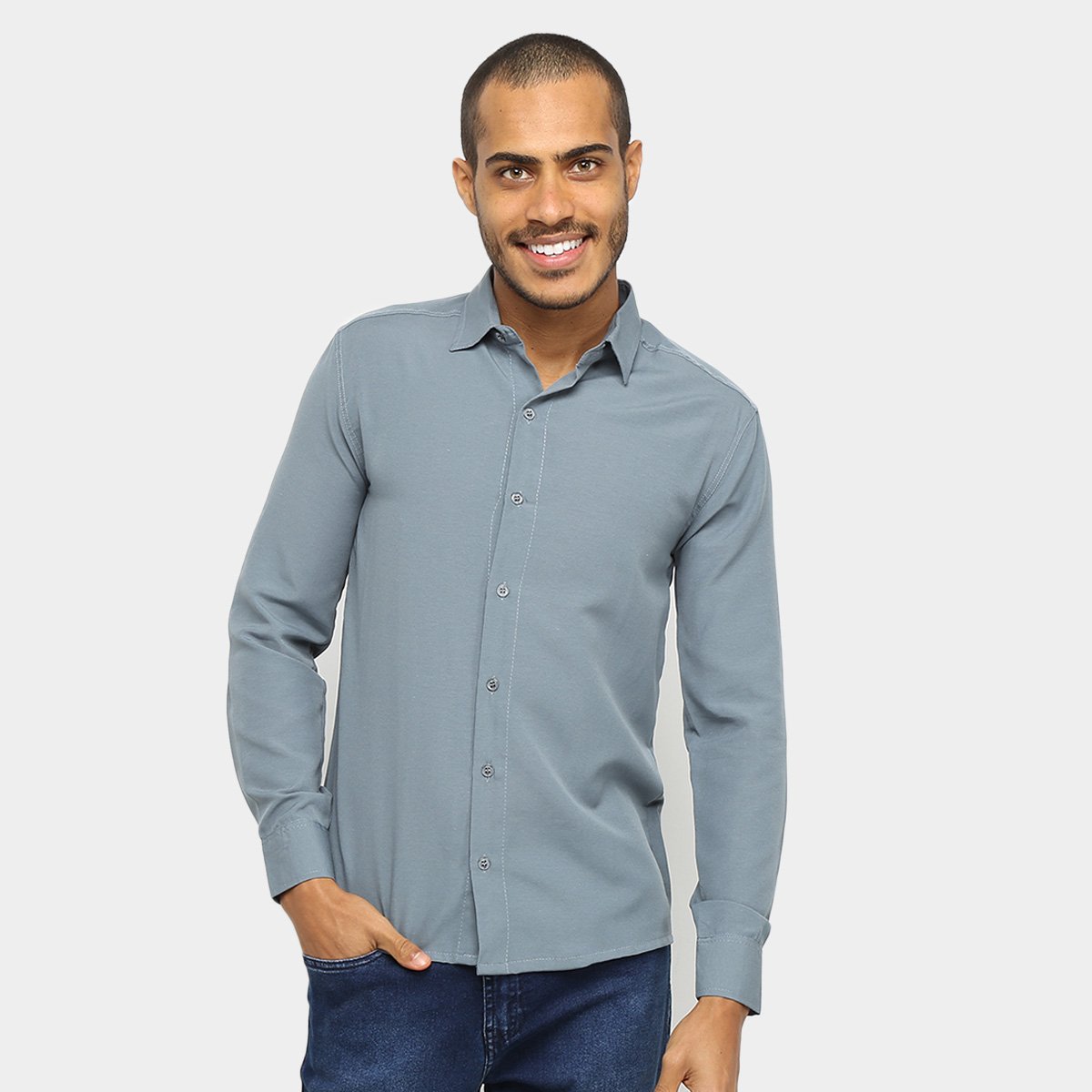 Camisa Social Milano Manga Longa Slim Masculina - Cinza é ruim? Camisa Social Milano Manga Longa Slim Masculina - Cinza é boa?