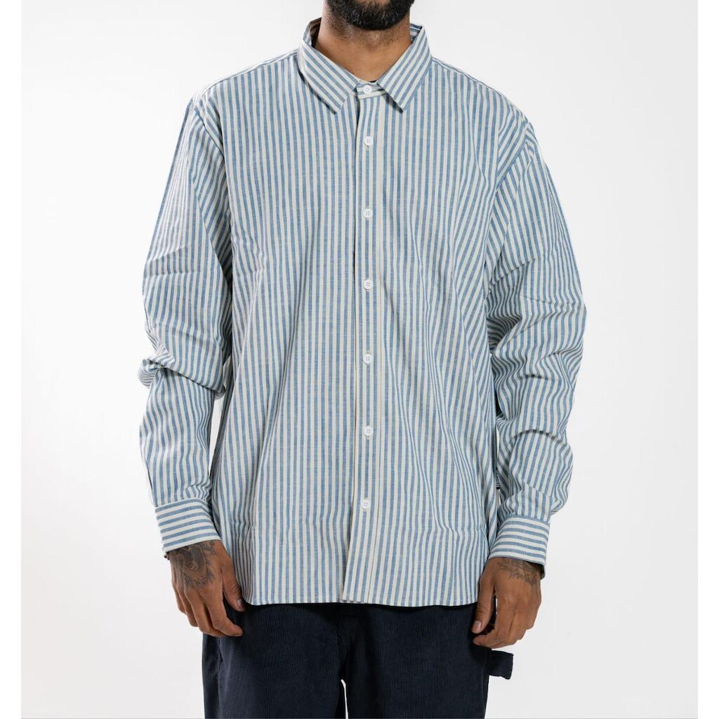 Camisa Social Oversized Hocks Manga Longa Listrada Vertical