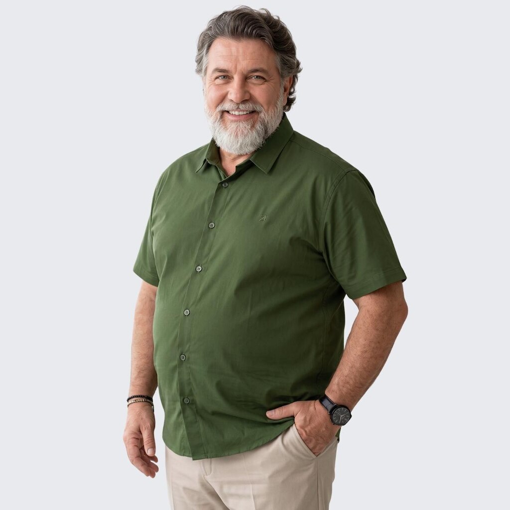 Camisa Social Plus Size Masculina Manga Curta Extra Grande