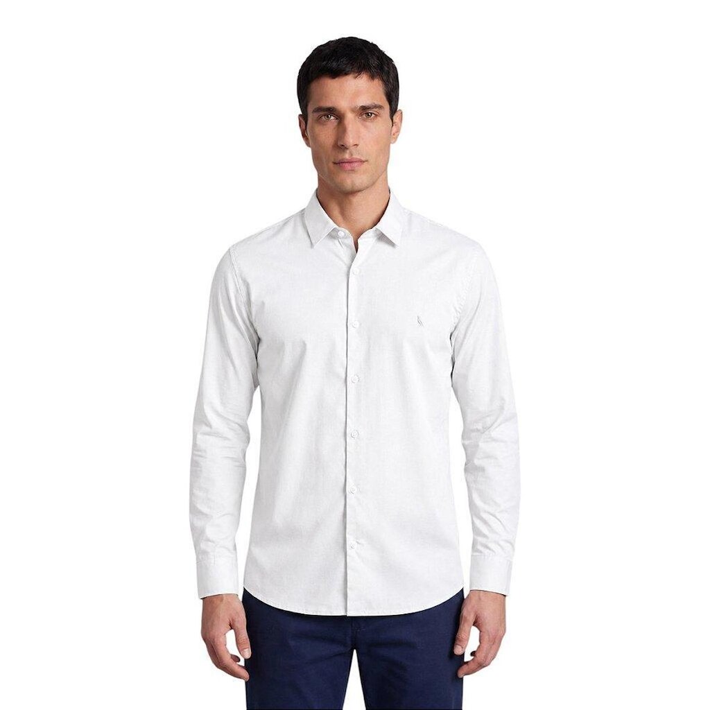 Camisa Social Reserva Manga Longa Prado Masculino Cinza Lua