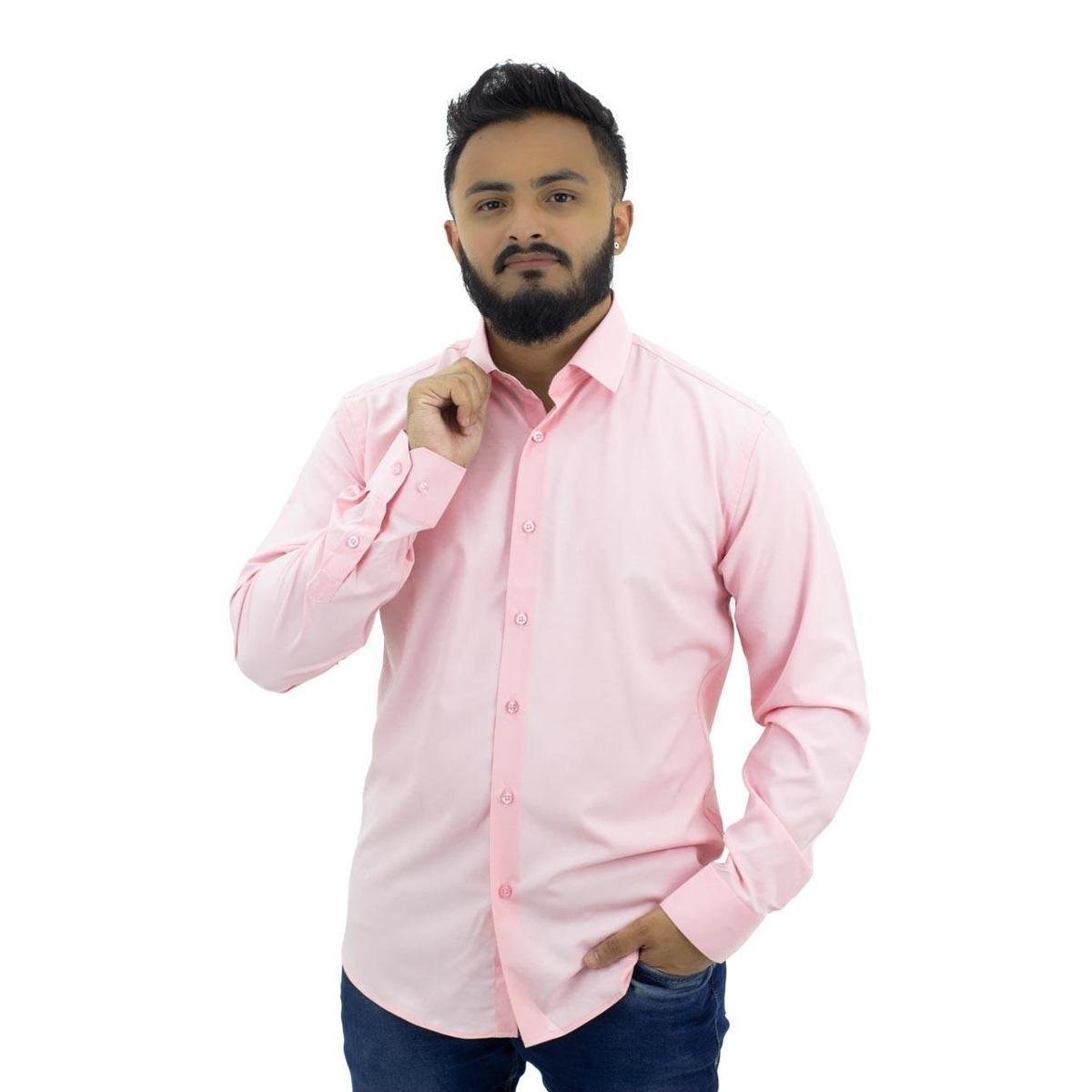 camisa social masculina rosa pink