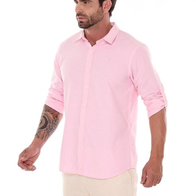 Camisa Social Slim Fit Masculina Camisa de Linho Casual Lili
