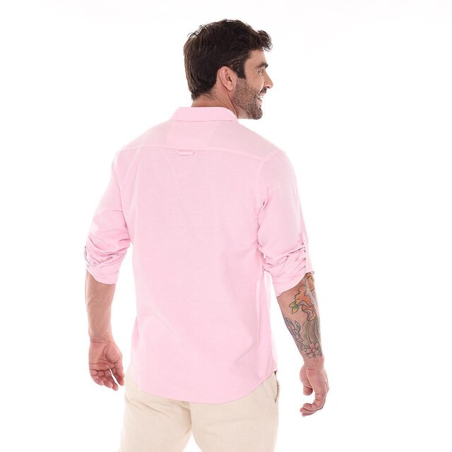 Camisa Social Slim Fit Masculina Camisa de Linho Casual Lili