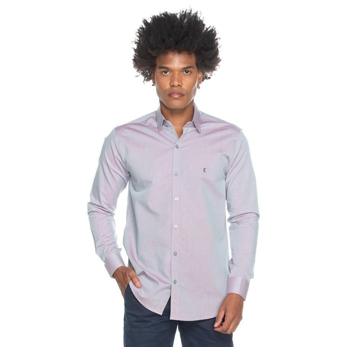 Camisa Social Teodoro Masculina Algodão Slim Fit Poá Casual Menor preço em Camisa Social Teodoro Masculina Algodão Slim Fit Poá Casual