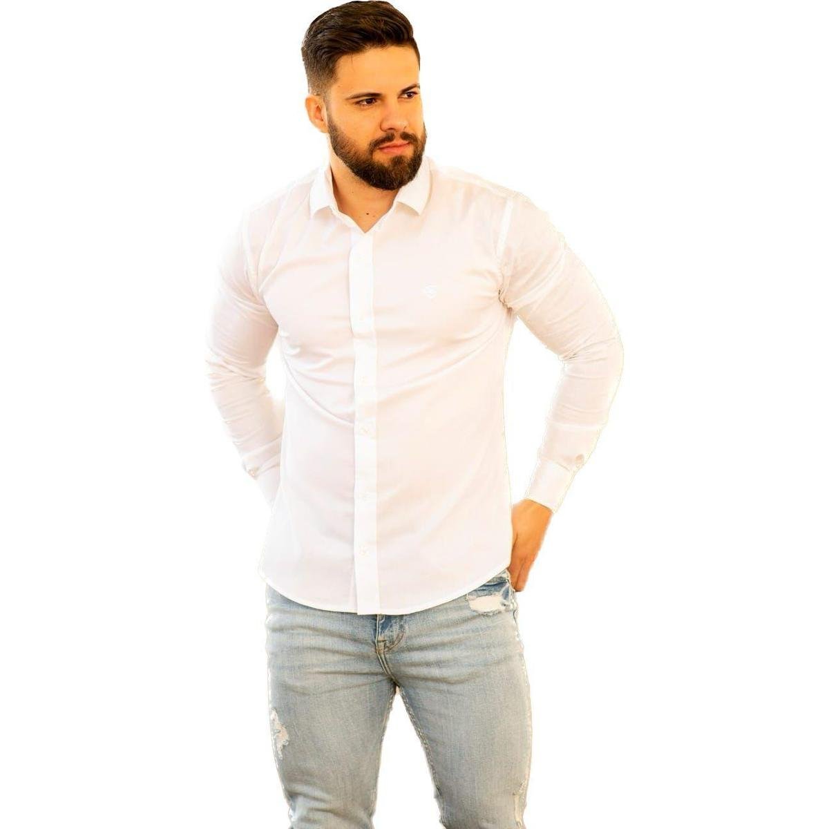 Camisa Social Volar Manga Longa Slim Fit Lisa Xadrez Casual Masculina Festa Casamento Luxo Algodão - Branco é ruim? Camisa Social Volar Manga Longa Slim Fit Lisa Xadrez Casual Masculina Festa Casamento Luxo Algodão - Branco é boa?