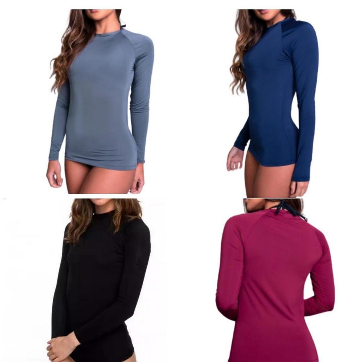 Camisa térmica feminina proteção UV 50 segunda pele Menor preço em Camisa térmica feminina proteção UV 50 segunda pele