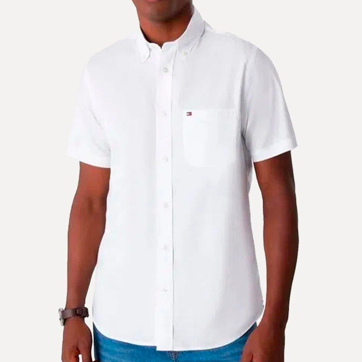 Camisa Tommy Hilfiger Manga Curta Ligth Oxford Menor preço em Camisa Tommy Hilfiger Manga Curta Ligth Oxford