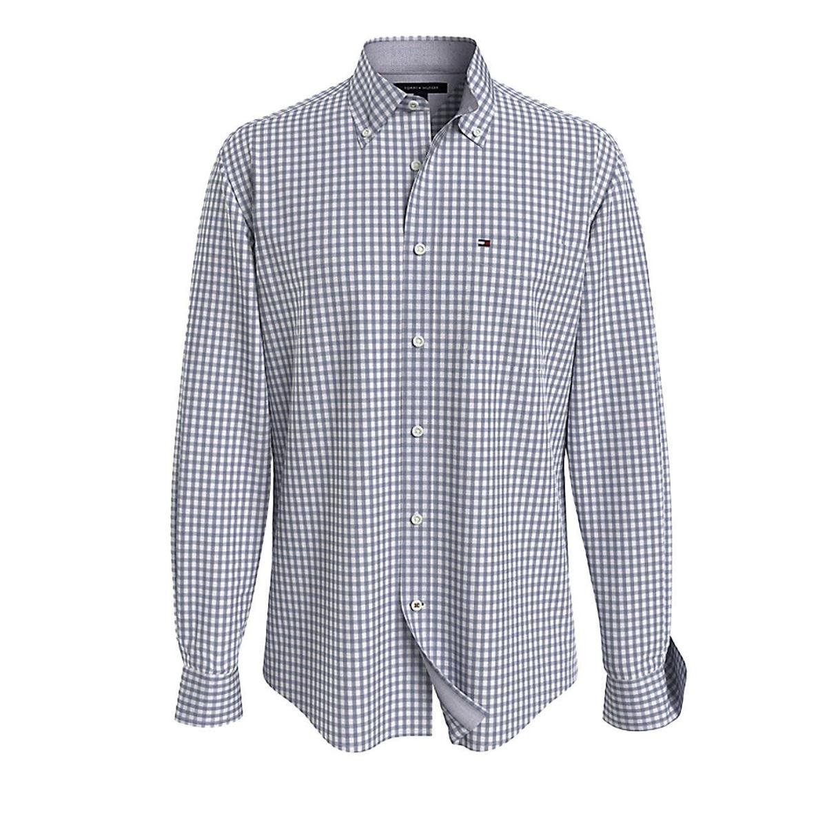 Camisa Tommy Hilfiger Masculina Xadrez Gingham Branca/Azul Marinho - Marinho Menor preço em Camisa Tommy Hilfiger Masculina Xadrez Gingham Branca/Azul Marinho - Marinho