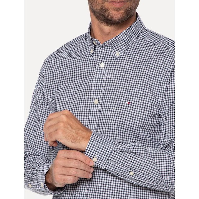 Camisa Tommy Hilfiger Masculina Xadrez Gingham Branca/Marinho