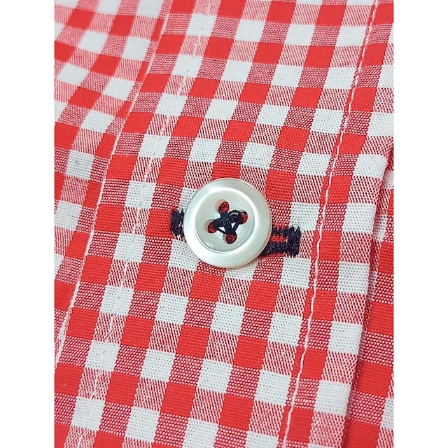 Camisa Tommy Hilfiger Masculina Xadrez Gingham Branca/Vermelha